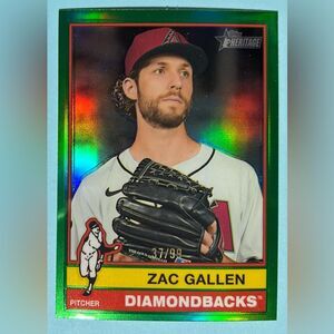 2025 Topps Heritage Chrome Green-Zac Gallen Az Dbacks SP card #450 ser 37/99